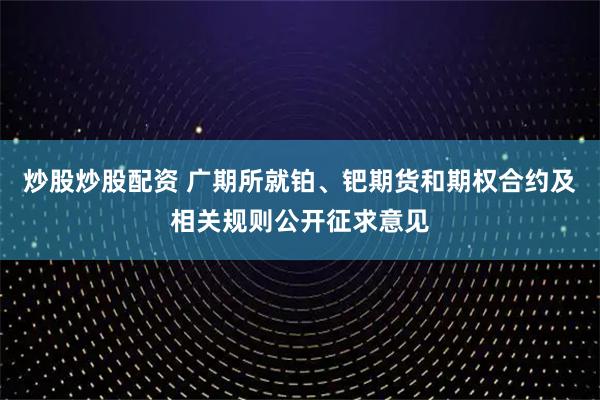 炒股炒股配资 广期所就铂、钯期货和期权合约及相关规则公开征求意见